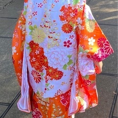 【美品】七五三　3歳　着物9点セット(オレンジ)の画像