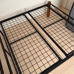 アイアン×ウッドシングルベッドフレーム　パイプベッドの画像