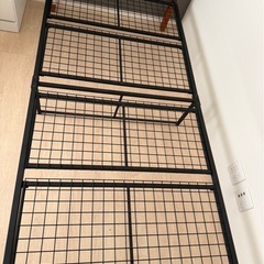 アイアン×ウッドシングルベッドフレーム　パイプベッドの画像