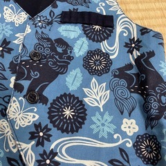 【80】ネイビー フォーマル ベスト シーサー柄の画像