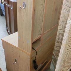 三面鏡 ドレッサー 幅60 ナチュラル木目調 スツール付き 2口コンセント 鏡台 ミラー 化粧台 コスメ収納 引き出し 棚 札幌市 西野店の画像