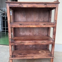 オールドメゾン　アンティーク　ガラス棚（商品番号14857）の画像