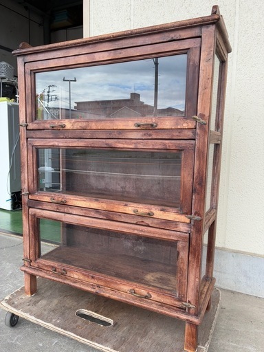 オールドメゾン　アンティーク　ガラス棚（商品番号14857）