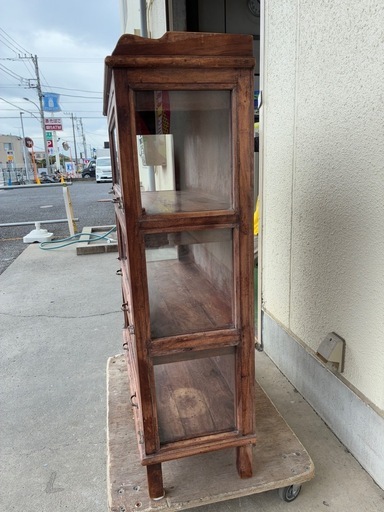 オールドメゾン　アンティーク　ガラス棚（商品番号14857）