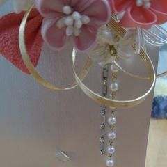 着物　髪飾り　ピンク　ビジューの画像