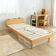 ニトリ　シングルベッドとマットレスのセット棚付きの画像