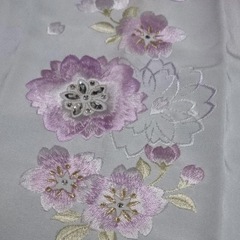 刺繍半衿　ピンク　花柄刺繍　ビジューの画像