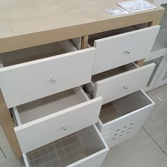 ★リユースのサカイ日立店★HJ8324 IKEA 収納棚 ベージュ/ホワイト H90.5×D39.5×W79 クリーニング済み の画像