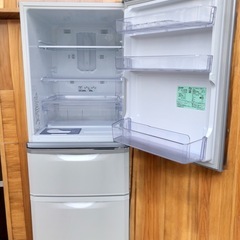 三菱 冷蔵庫 3ドア 335L 右開き 大容量冷凍室81L 自動製氷 自動霜取り パールホワイト MR-C34D-W 2018年製 クリーニング済みの画像