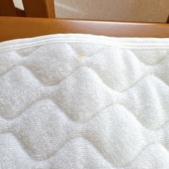 【新品 未使用】少しシミあり クマ柄 ベビーおくるみ ホワイト キルト生地 の画像