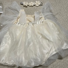 ベビードレス　70 80 ホワイト　アイボリー　チュールの画像