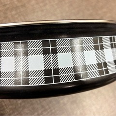 【未使用】チェック柄 レトロ 両手鍋 25cmの画像