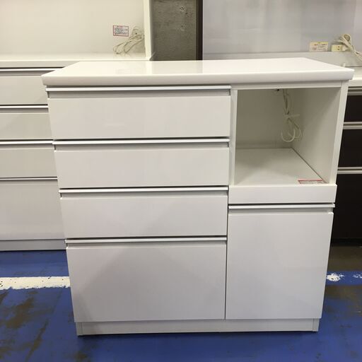 ★リユースのサカイ横浜南店★YM1627 NITORI レンジ台 ホワイト W89.5×D50.5×H94.5 クリーニング済み