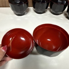 蓋付き 汁椀 漆器 5客セット 天然木加工品 うるし塗装の画像