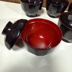 蓋付き 汁椀 漆器 5客セット 天然木加工品 うるし塗装の画像