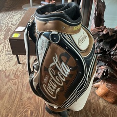 ゴルフ用🏌️‍♂️キャディバック💫コカ•コーラロゴ入り❗️おしゃれ🖤Coca-Cola9型白の部分剥がれあり💦茶色•黒•白の画像
