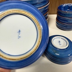 【有田焼】秀山 青い花柄 食器セット 刺身椀 醤油豆皿の画像