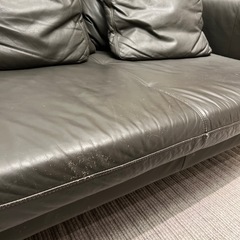  Bo Concept ダークグレー レザー L字型ソファ 　の画像