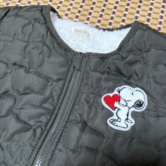 新品【130】スヌーピー裏ボアキルトジャケット アウター カーキ の画像
