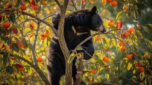 柿の実収穫致します。クマ対策 クマ被害
