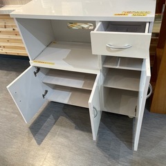 【キッチンカウンター】【キャスター付き】※スライドトレータイヤ部分破損あり★クリーニング済み【管理番号1118】野の画像