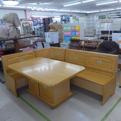 中古 全国家具工業連合会 ゴム材 コーナダイニング４点セット   公田店