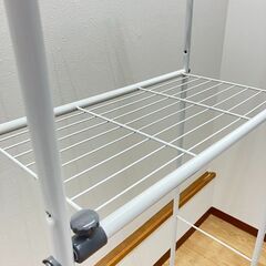 stp-3565　ランドリーラック　2段　57×29×147cm　洗濯機ラック　洗濯機上　ラック　ランドリー収納　ホワイト　白　収納棚　収納ラック　脱衣所　洗面所の画像