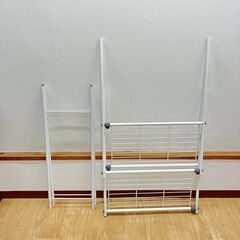 stp-3565　ランドリーラック　2段　57×29×147cm　洗濯機ラック　洗濯機上　ラック　ランドリー収納　ホワイト　白　収納棚　収納ラック　脱衣所　洗面所の画像