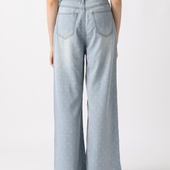 FOREVER21 ドット柄デニムワイドパンツの画像