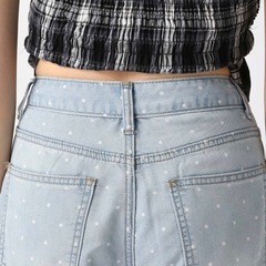 FOREVER21 ドット柄デニムワイドパンツの画像