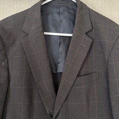 GU Mサイズダークブラウン チェック柄 テーラードジャケットの画像