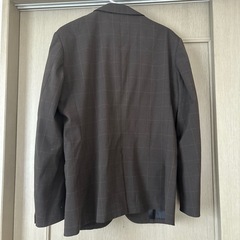 GU Mサイズダークブラウン チェック柄 テーラードジャケットの画像