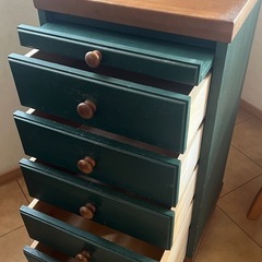 5段棚 チェスト 深緑 ダークグリーン 収納 
ビンテージ 木製 引き出し の画像