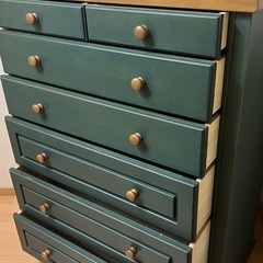 6段 タンス キャビネット 深緑 ダークグリーン ビンテージ キャビネット 収納 の画像