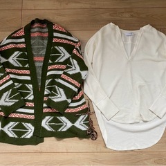 レディース服まとめて　ニットカーディガンカットソークラッチバッグの画像