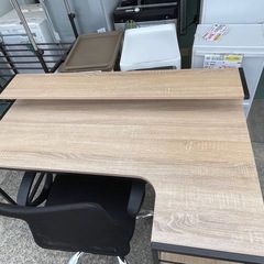 【リサイクルサービス八光】幅120㎝　ナチュラル木目調＆ブラック　L字パソコンデスクセットの画像
