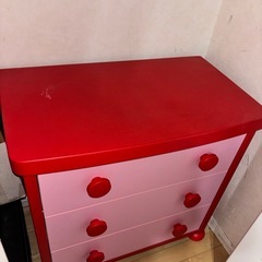 3段チェストピンク赤のツートン※多少傷ありの画像