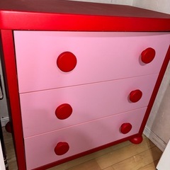 3段チェストピンク赤のツートン※多少傷ありの画像