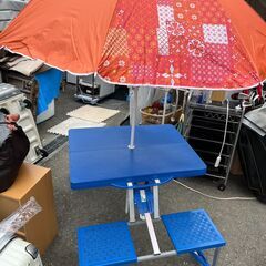 ピクニックテーブル＆パラソルセットの画像