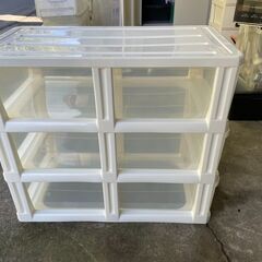【リユースショップスパークル】3段収納　No.145　収納ケース　押入れ収納　ホワイト/クリア　衣類収納　チェスト　配送設置可能♪の画像