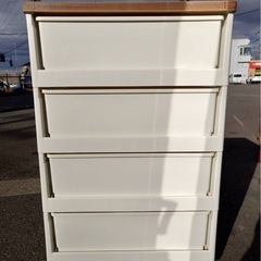 万代店　木製天板チェスト　4段　訳あり(天板剥がれ)の画像