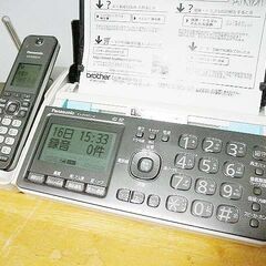 充電池新品 未使用インクリボン付 Panasonic コードレス留守番電話FAX KX-PD552-H 受話子機 KX-FKD353-H 動作確認 おたっくすの画像