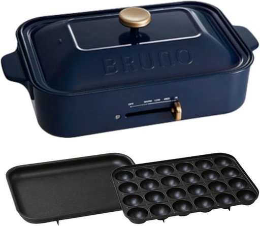 BRUNO ブルーノ コンパクトホットプレート 本体 プレート2種(たこ焼き