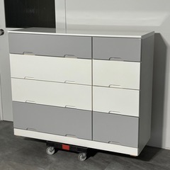 マルミツ 4段チェスト 1195mm エナメル ホワイト グレー バイカラー ニトリ 整理タンス 家具 札幌市白石区の画像