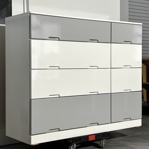 マルミツ 4段チェスト 1195mm エナメル ホワイト グレー バイカラー ニトリ 整理タンス 家具 札幌市白石区