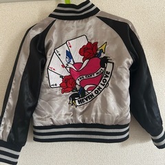 スカジャン キッズ 110cm リバーシブル バラ刺繍の画像