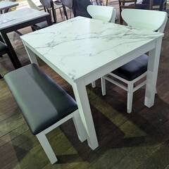 WH/WHの食卓4点セット♪椅子2脚とベンチ付きの画像