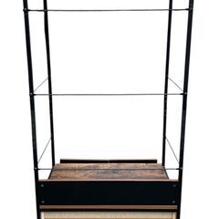 美品 ニトリ ハンガーラック Nステイン1880BR 追加引き出しユニット付きの画像