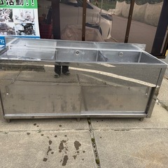 大型ステンレスシンク 2槽の画像