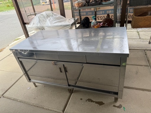 ステンレススチール 大型作業台 引き出し付き